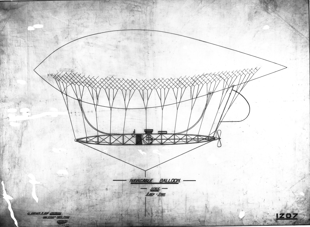 Drawing of Napier Navigable Balloon dated 11.1.1902. Image 6781H