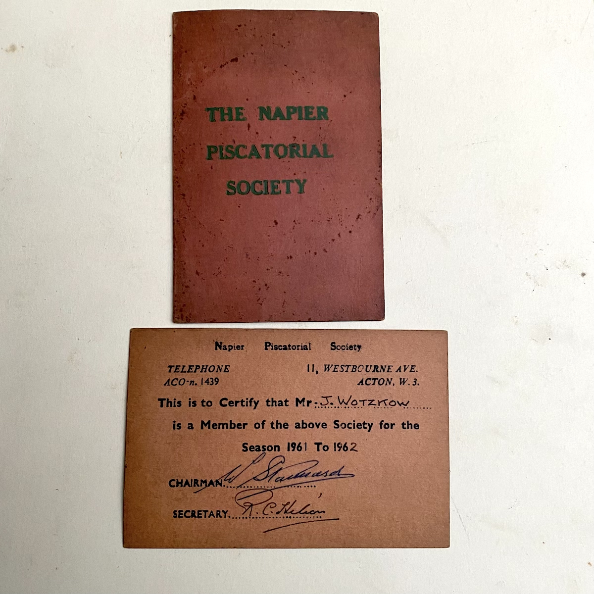 Napier Piscatorial Society membership 1961-2