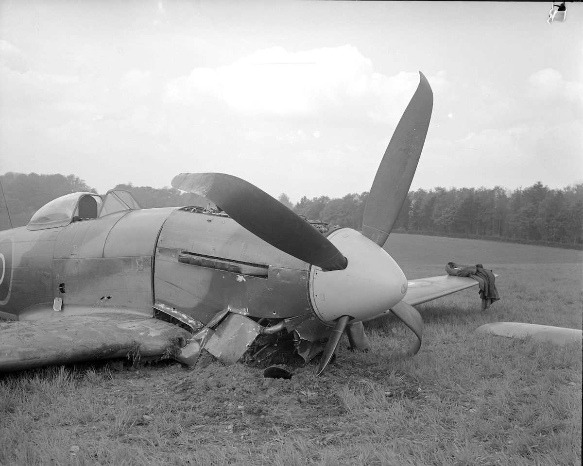 Hawker Tempest Mk.V EJ-806 belly landed in a field