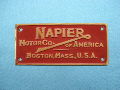 Napier Motor Car of America Manufacturer's Plate