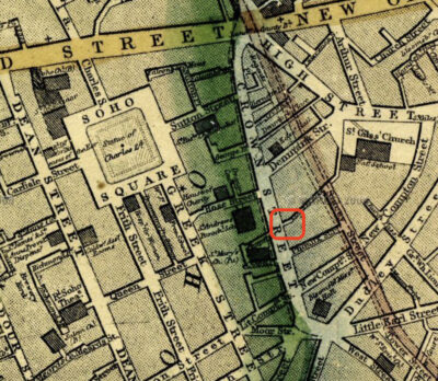 Crown St. area of Soho, London 1868